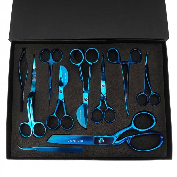 Semplix Scheren-Set (blau / 10-teilig / mit Geschenkbox)