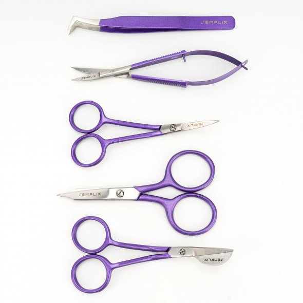 Semplix Scheren-Set (lila-metallic / 5 teilig / mit Etui)