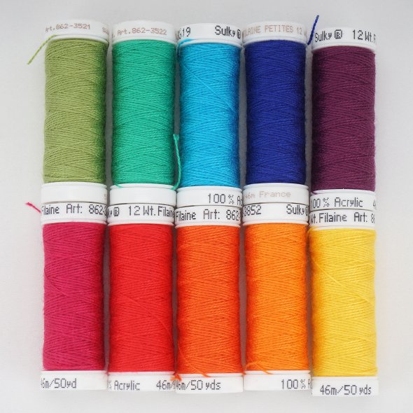 Gunold Sulky Filaine Petites 12 Set (46 m / 10 Farben) Näh-, Overlock-, Stick- und Quiltgarn