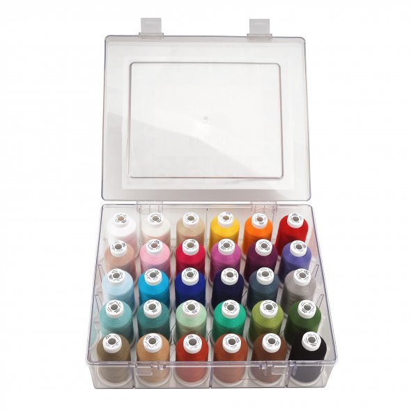 Gunold Sulky Filaine mit Acryl-Garnbox (400 m / 30 Farben) Näh-, Overlock-, Stick- und Quiltgarn