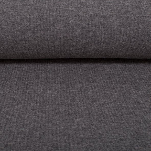 Baumwoll-Sweat Stoff Eike angeraut melange - Eike melange von Swafing 001285-dunkelgrau: 1,0m