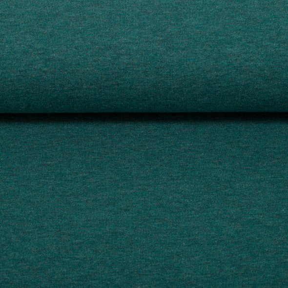 Baumwoll Sweat Stoff Eike angeraut melange - Eike melange von Swafing 001563-dunkelgrün: 1,0m