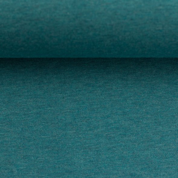 Baumwoll Sweat Stoff Eike angeraut melange - Eike melange von Swafing 001747-hellpetrol: 1,0m