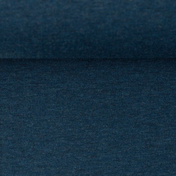 Baumwoll Sweat Stoff Eike angeraut melange - Eike melange von Swafing 001749-dunkelpetrol: 1,0m