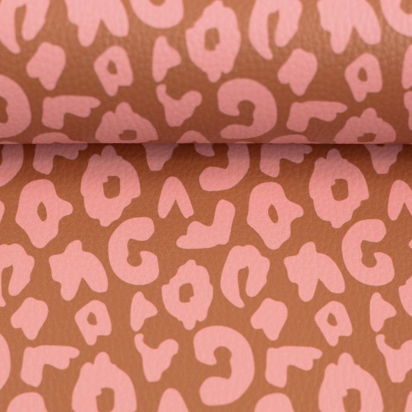 Kunstleder Happy Leo by Cherry Picking (0,6 x 1,4 m) 712433-braun/rosa