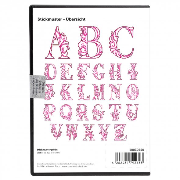 Nähwelt Flach Stickmuster USB Trapunto Alphabet