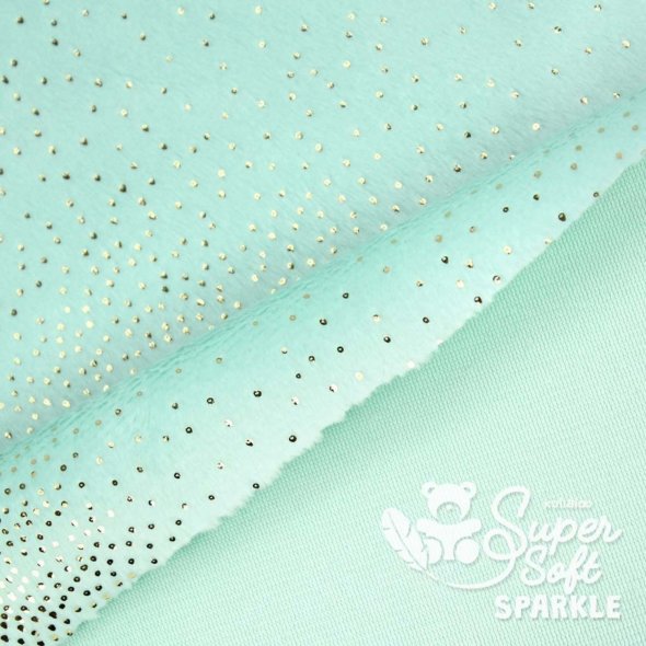 Kullaloo Plüsch SPARKLE (Meterware / 2 mm Florlänge / SuperSoft / Stoff) 62331 - helles mint: 1,0m