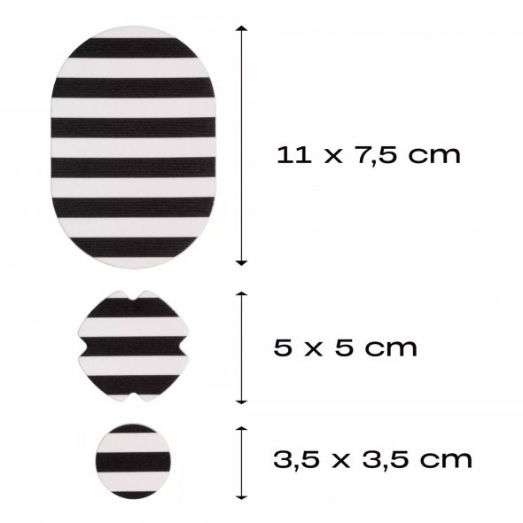 Prym Rub-On Patch STRETCHDESIGN (3 Stück / verschiedene Motive) Streifen s/w