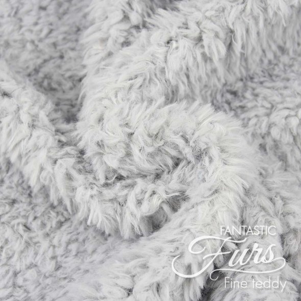 Kullaloo Teddyplüsch Stoff (Meterware / 10 mm Florlänge / Fantastic Furs / Fine Teddy) 62403 - hellgrau/silver grey: 1,0m