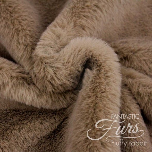 Kullaloo Kunstfell Fluffy Rabbit (Meterware / 12 mm Florlänge / Fantastic Furs / Stoff) 62185 - braun / nougat: 1,0m