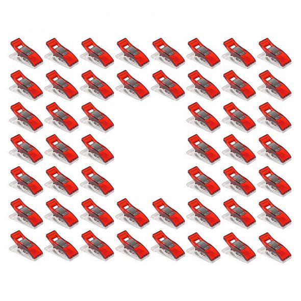Clover Wonder Clips Quiltclips Stoffklammern, Nähklammern (25 x 10 mm/ rot/ 50 St.)
