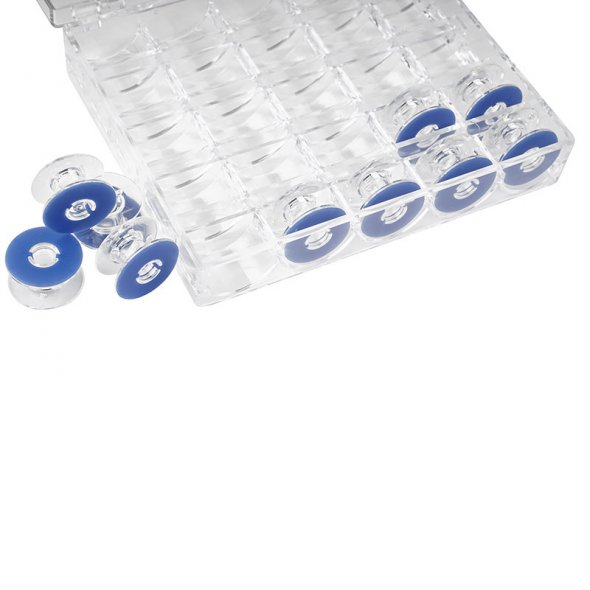 Elna Spulenbox inkl.10 Spulen mit Fadenbremse (Spulenhöhe 11,5mm)