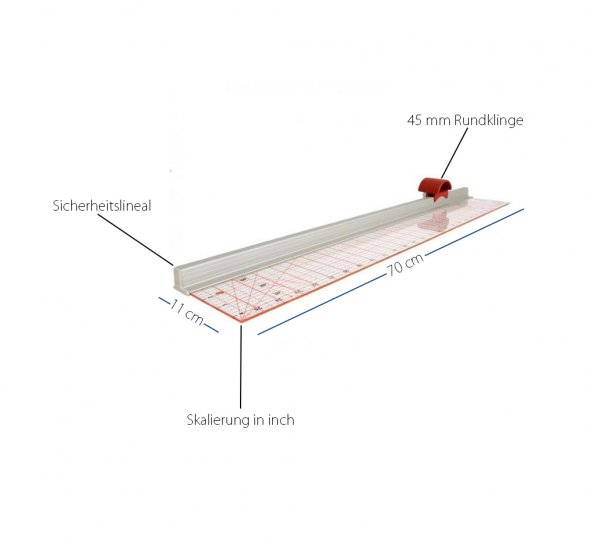 Ruler-Cutter Schneidlineal Skalierung in inch 4,5" x 27,5"