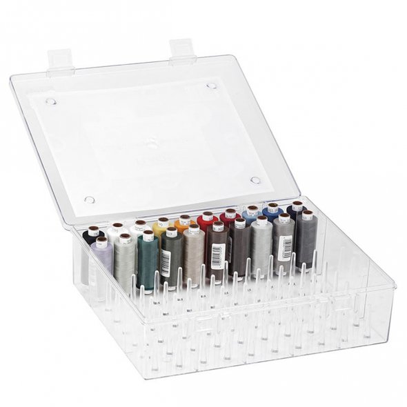 Nähwelt Flach Acryl-Garnbox ungefüllt (für 80 Konen/ 500 m Näh- oder Stickgarn)