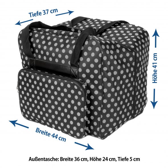 Over-Coverlocktasche XL (schwarz/weiß gepunktet)