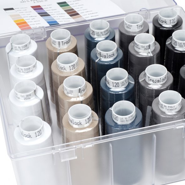 Nähwelt Flach Trojalock Acryl-Garnbox (gefüllt mit 20 Konen/ 2.500 m)