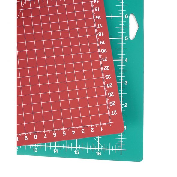 Sew Easy Schneidematte A3 grün-dunkelrot (47 x 30,4 cm/Skalierung cm und inch)