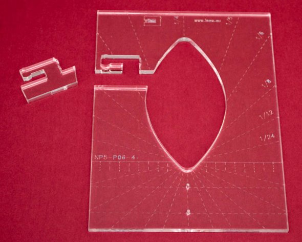 Quilt-Lineal Blatt groß (Plexiglas 5 mm/Blatt 4 x 2,15 inch/ca. 10,1 x 5,5 cm)