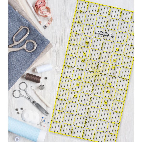 Semplix Patchwork-Quiltlineal (12" x 6"/ 3 mm dick/ gelb)