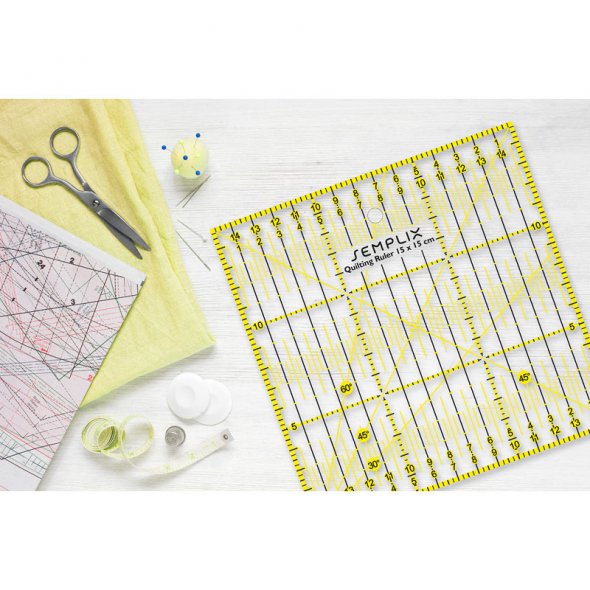 Semplix Patchwork-Quiltlineal (15 x 15 cm/ 3 mm dick/ gelb)