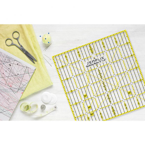 Semplix Patchwork-Quiltlineal (6" x 6"/ 3 mm dick/ gelb)