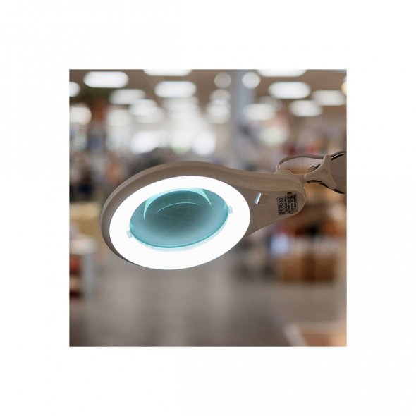 Semplix LED Lupen-Tischlampe 3D weiß (Linse 127 mm/dimmbar/Tischklemme)