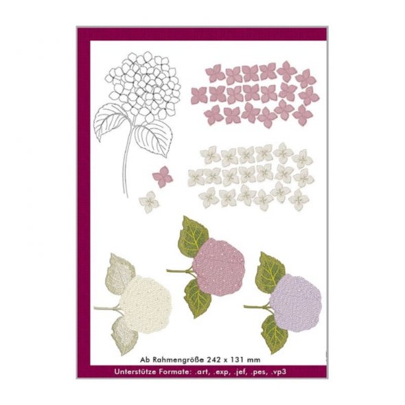Windesign Stickmuster USB 3D Hortensie (8 Stickmuster)