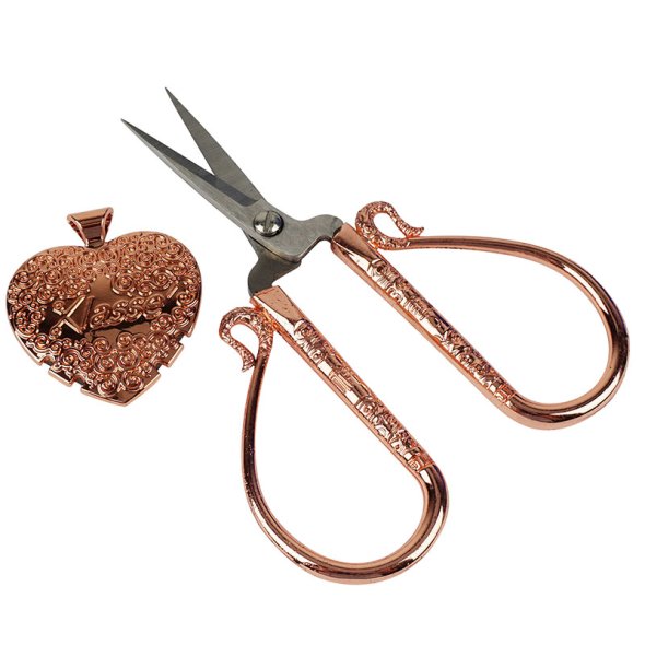 Antikes Geschenk-Set Stickschere Metallherz-Anhänger (rosegold)