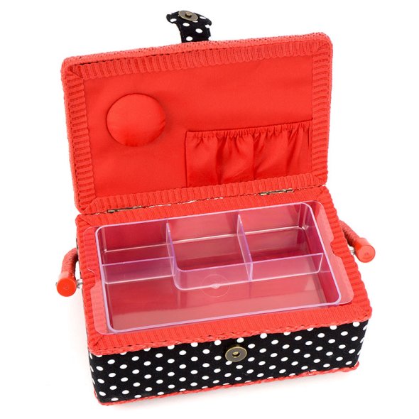 Prym Nähkorb Polka Dots S (schwarz/ weiß)