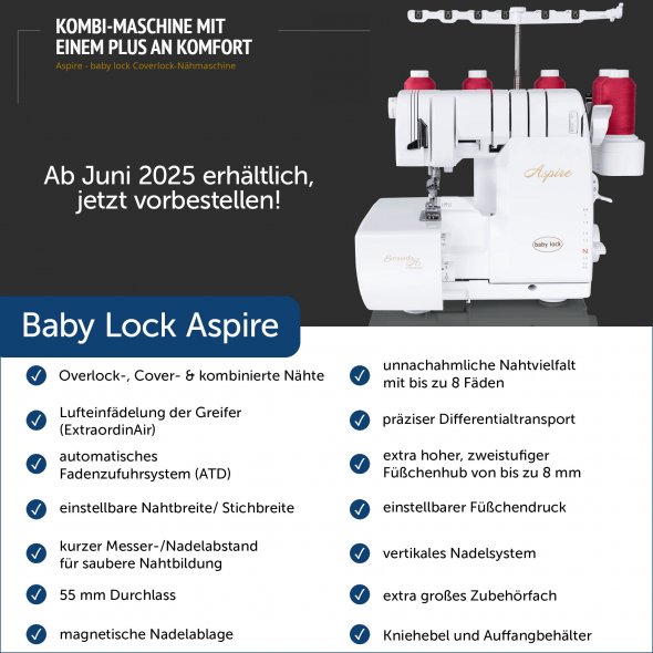 baby lock Aspire Coverlock mit Lufteinfädelung