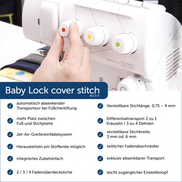 Baby Lock cover stitch BLCS-2 - 4 Faden Coverstich mit Lufteinfädelung