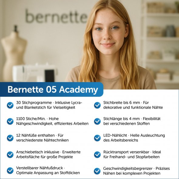 Bernette 05 Academy mechanische Nutzstich Nähmaschine