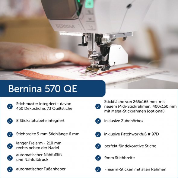 Bernina 570 QE Näh-Stick- und Quiltmaschine