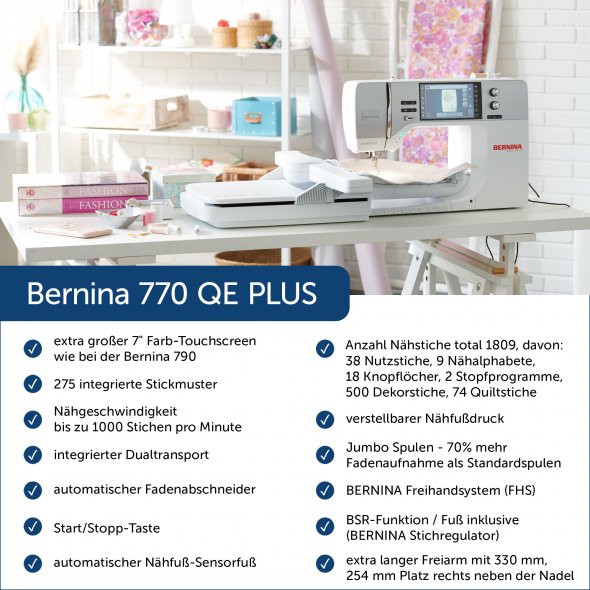 Bernina 770 QE PLUS Näh-Stick- und Quiltmaschine Auslaufmodell zum Sonderpreis!