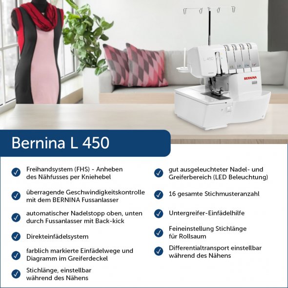 Bernina L 450 4 Faden-Overlock mit Einweisungsvideo gratis!