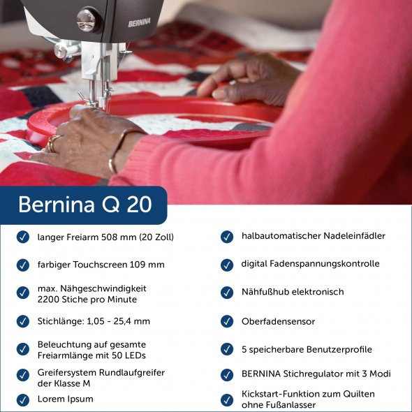 Bernina Q 20 Langarm Quiltmaschine