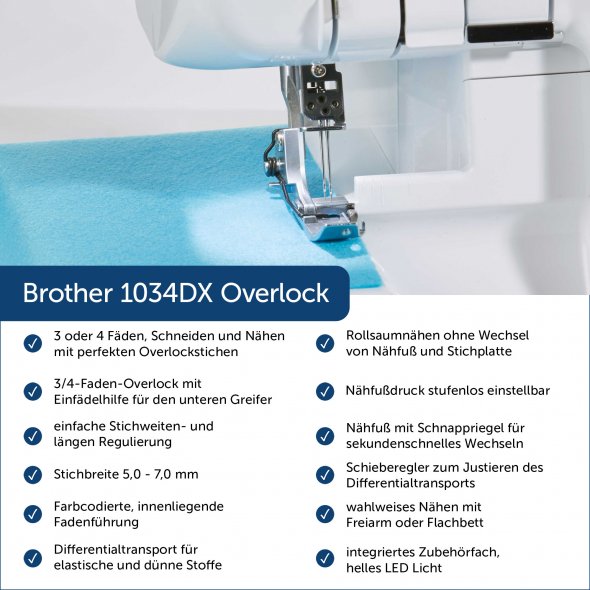 Brother 1034 DX 4 Faden Overlock Nähmaschine