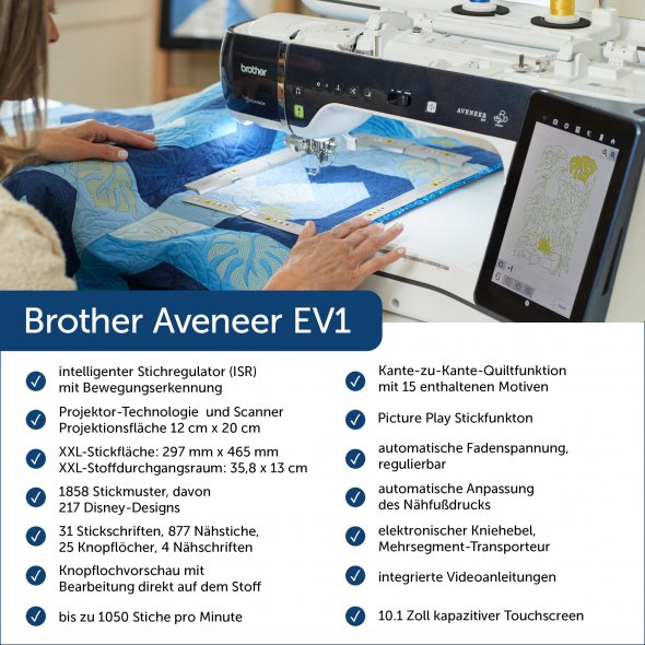 Brother Aveneer EV1 Näh-, Quilt- und Stickmaschine