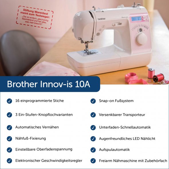 Brother Innov-is 10A Anniversary (NV10A) Nähmaschine Testsieger. Kinderleichte Bedienung.