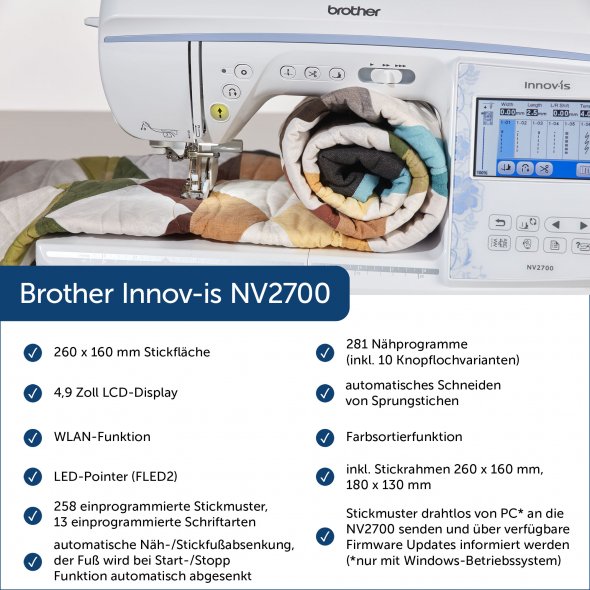 Brother Innov-is NV2700 Näh- und Stickmaschine mit WLAN-Funktion