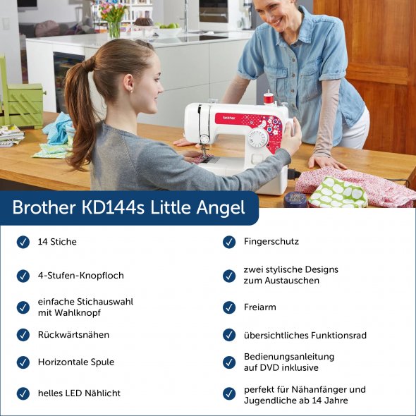 Brother KD 144s Little Angel mechanische Nähmaschine - Kinderleichte Bedienung