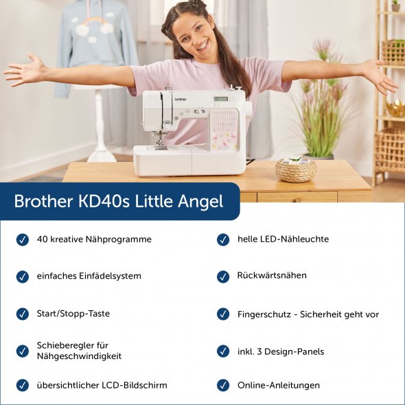 Brother KD 40S "Little Angel" Computer Nähmaschine (3 Design-Panels)
