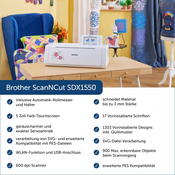 Brother ScanNCut SDX1550 Plotter + Auswahl an Tattered Lace Mustersammlung