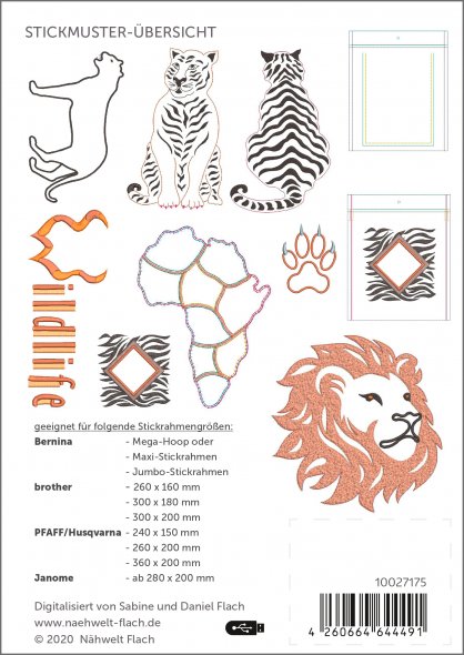 Nähwelt Flach Stickmuster USB Wildlife (10 Stickmuster)