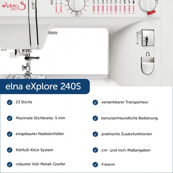 Elna eXplore 240S mechanische Nähmaschine (rot)