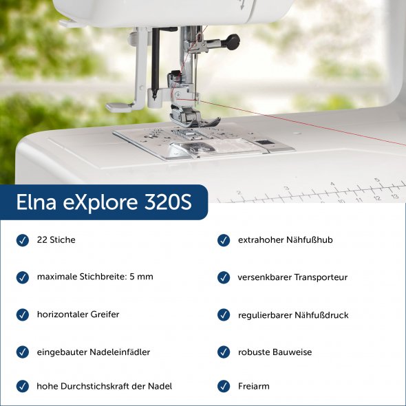 Elna eXplore 320S mechanische Nähmaschine (rot)