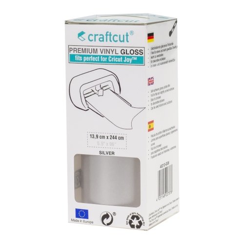 Craftcut Premium Vinyl Folie glänzend (13,9 x 244 cm/ verschiedene Farben/ Box) Silver