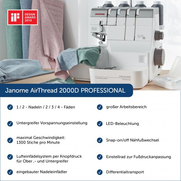 Janome AirThread 2000D PROFESSIONAL Overlock