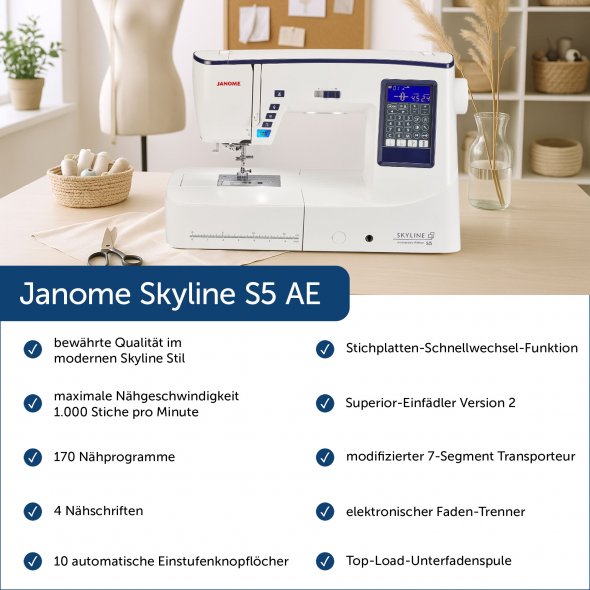 Janome Skyline S5 AE - Näh- und Quiltmaschine (Anniversary Edition)