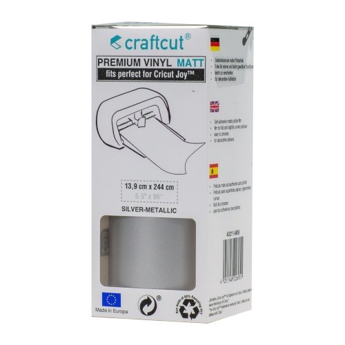 Craftcut Premium Vinyl Folie matt (13,9 x 244 cm/ verschiedene Farben/ Box) Silver-Metallic